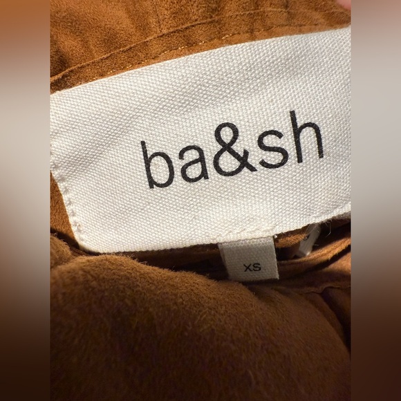 Ba&sh Sun Paper bag Waist Brown Real Leather Suede Wrap, Tie Ruffle Skirt - Picture 7 of 7